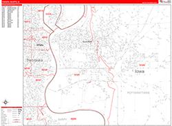 Council Bluffs Wall Map Zip Code Red Line Style 2026